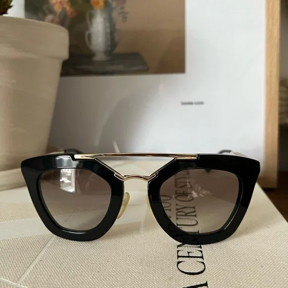Prada | Accessories | Chic Black Sunglasses With Gold  display picture 1
